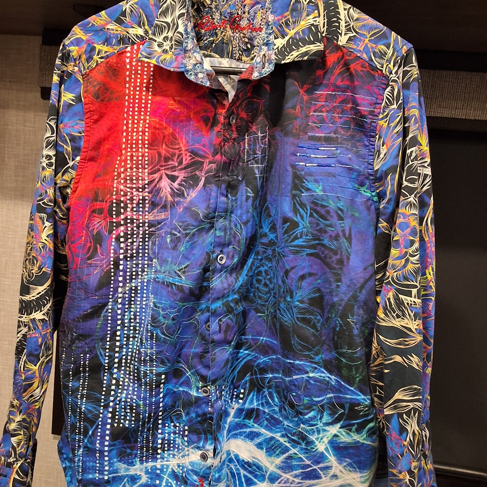 Robert Graham Vibrant Red and Blue Dress Shirt
